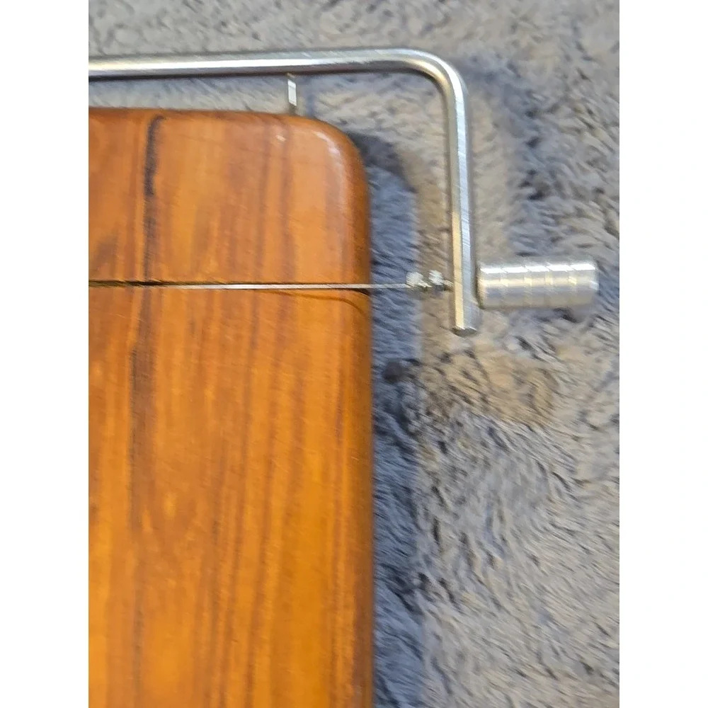 Good‎ Wood Genuine Teak Wire Cheese Slicer Cutting Board MCM Charcuterie 10